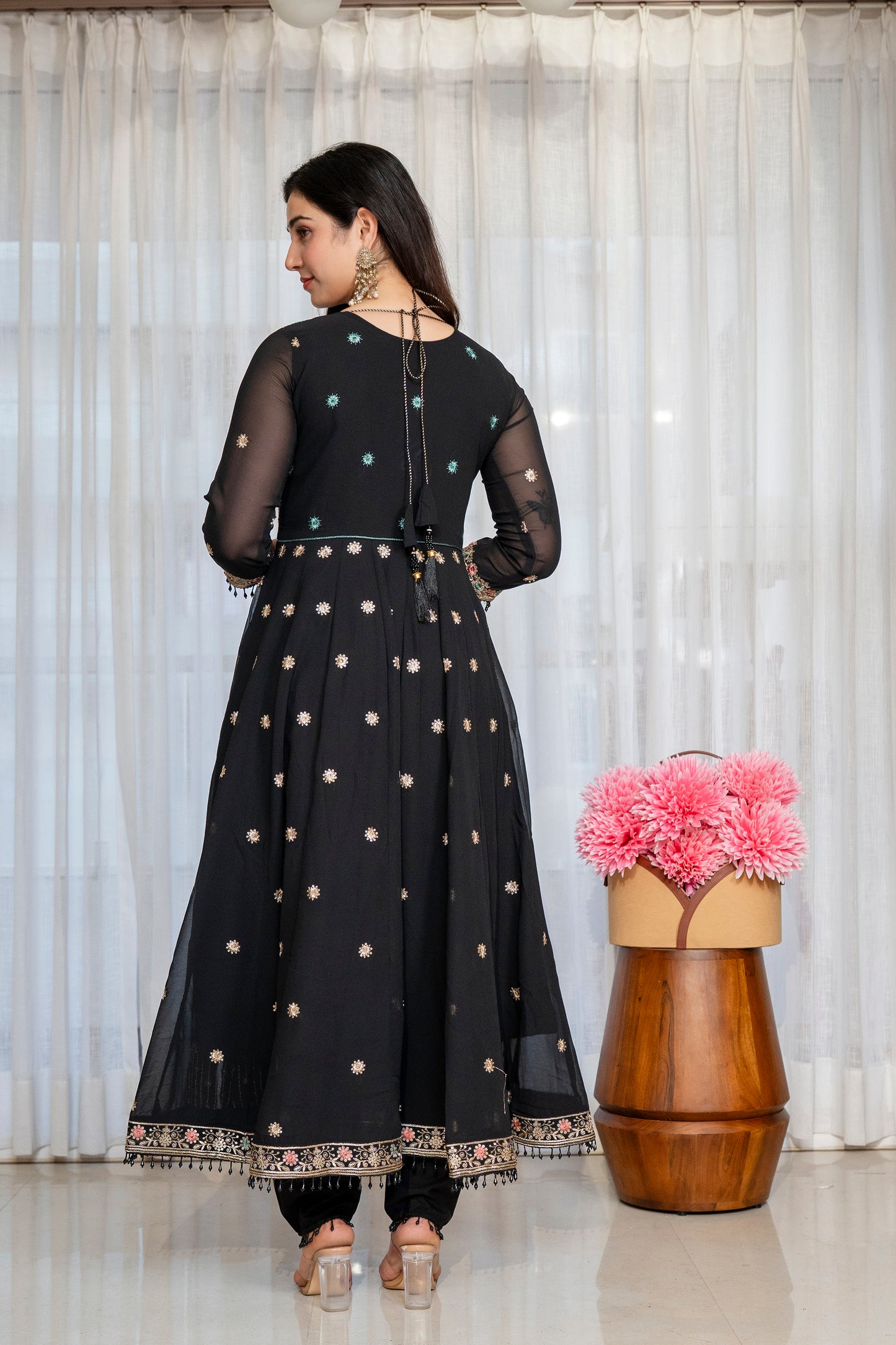 Traditional Black Anarkali Suit Set
