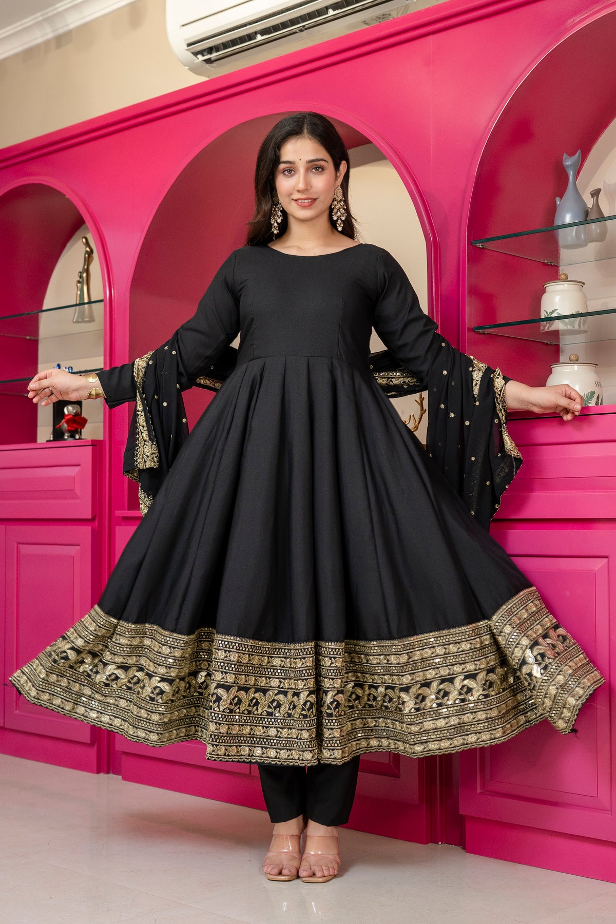 Aditi Rayon Radiant Black Suit Set