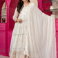 Traditional Off White Anarkali Suit Set