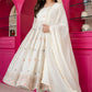 Traditional Off White Anarkali Suit Set