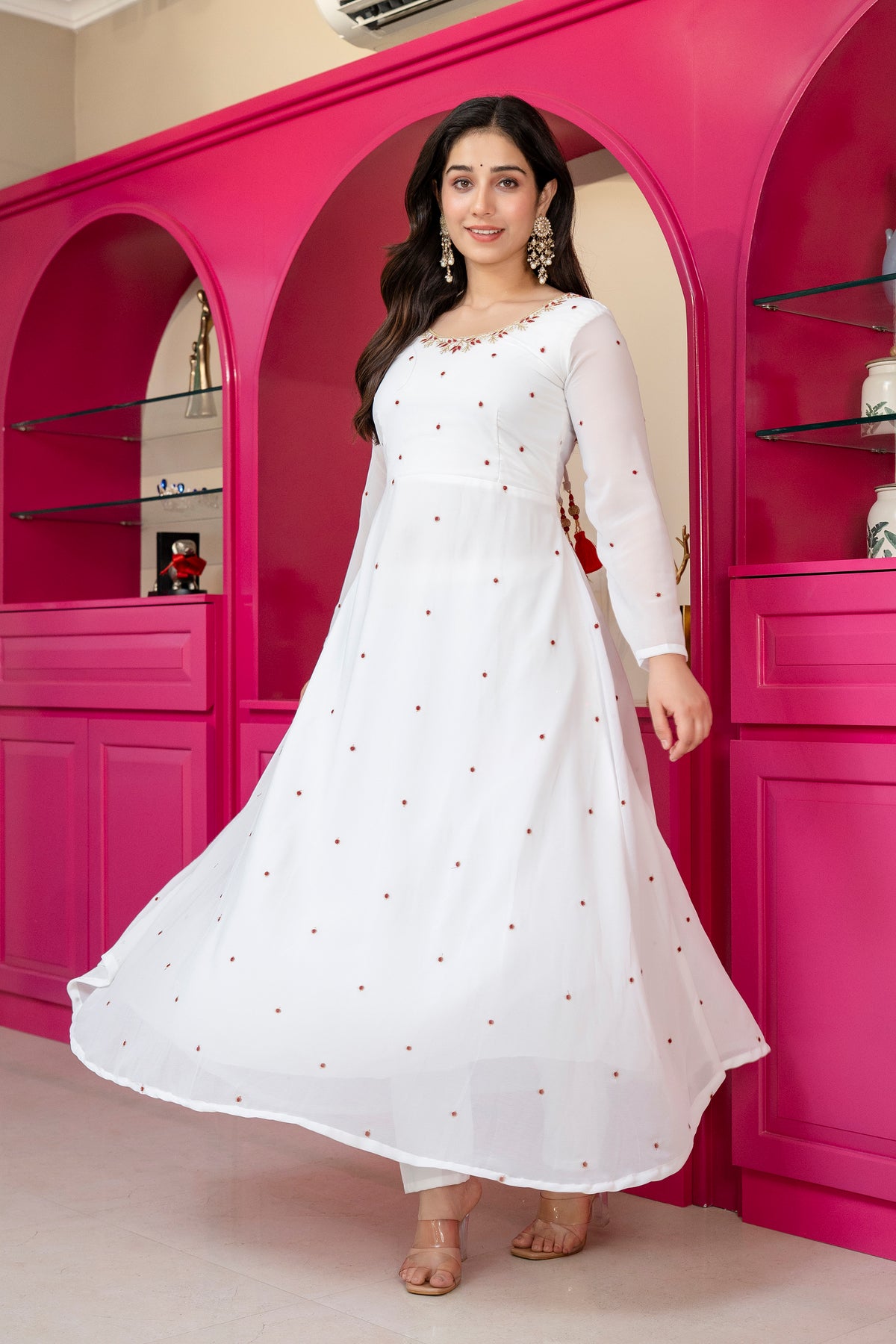 Tejsvi White Colour Traditional White Anarkali Suit 🤍