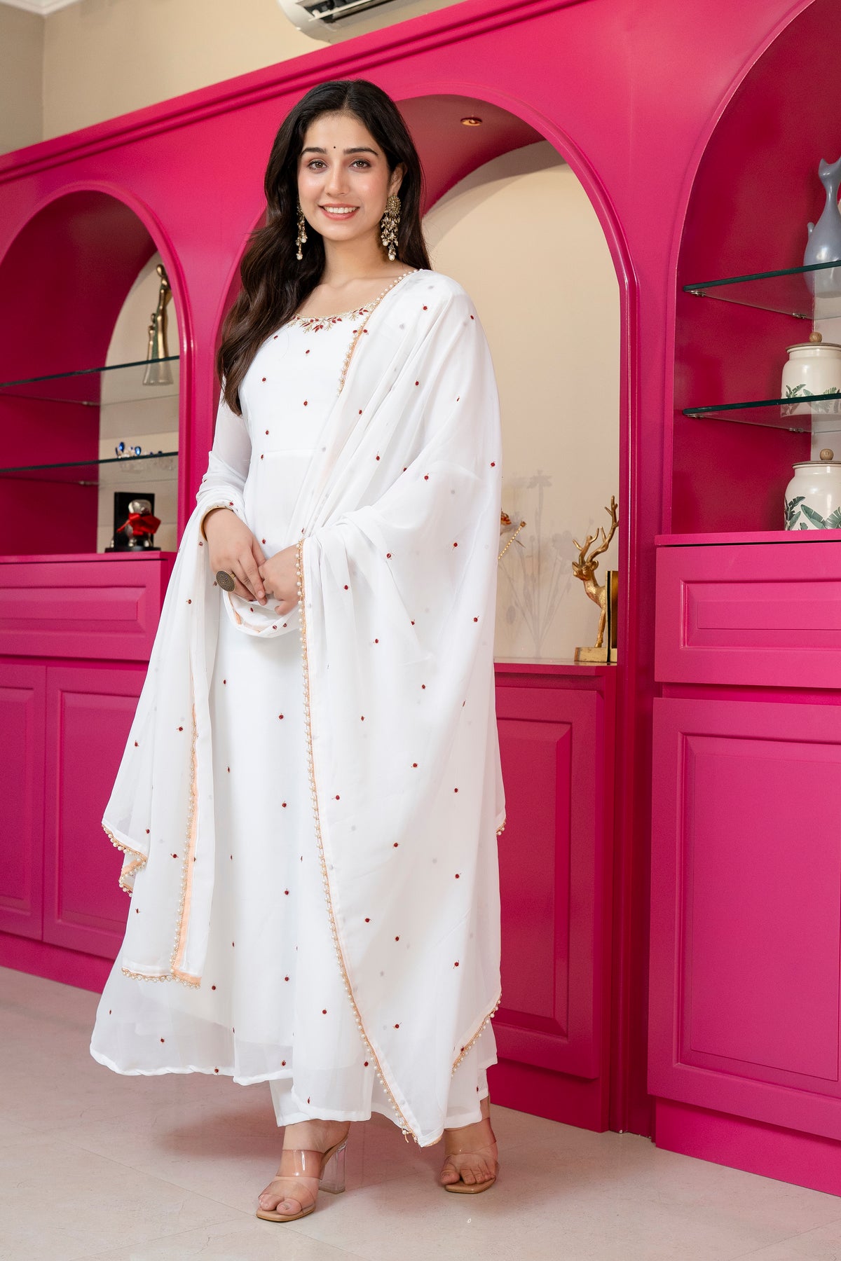Tejsvi White Colour Traditional White Anarkali Suit 🤍