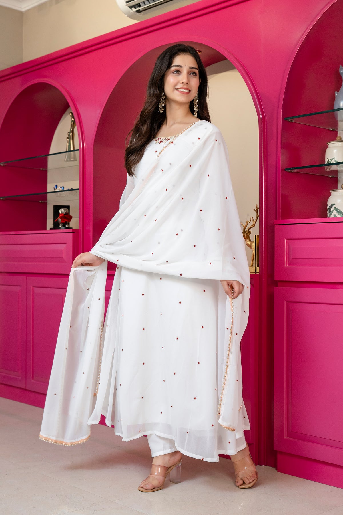 Tejsvi White Colour Traditional White Anarkali Suit 🤍