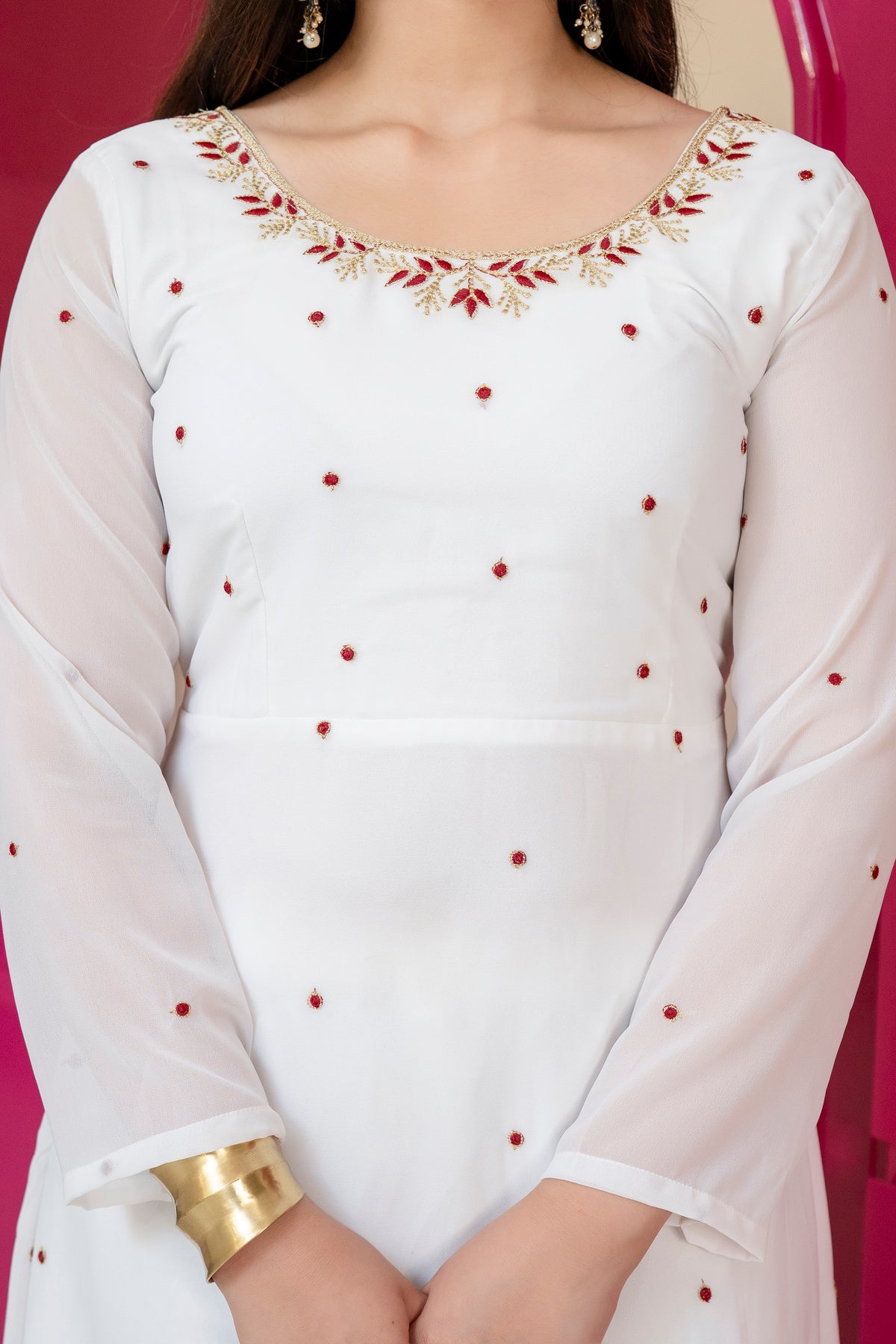 Tejsvi White Colour Traditional White Anarkali Suit 🤍