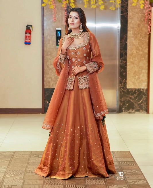 Orange Navratri Traditional Lehenga Choli Set