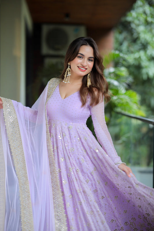 Aaliya's' Lilac  Anarkali Premium Suit Set