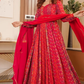 MASLIN FULL FLAIR WITH KALI PATTERN AND CANVAS PATTA WITH DUPPTA SET READY TO WEAR