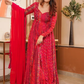 MASLIN FULL FLAIR WITH KALI PATTERN AND CANVAS PATTA WITH DUPPTA SET READY TO WEAR