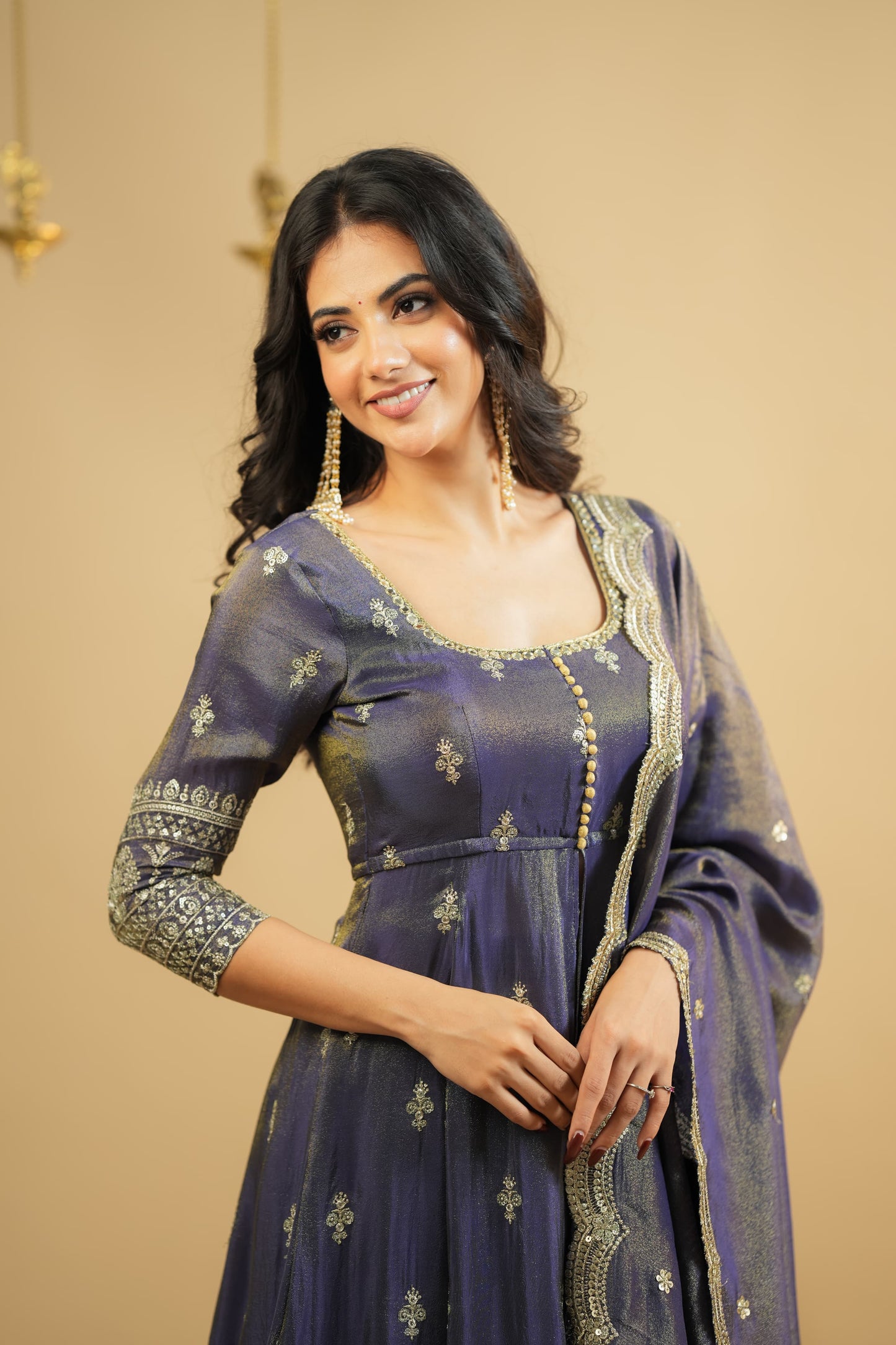 Saakshi`s cosmo Slit Anarkali with skirt Suit Set