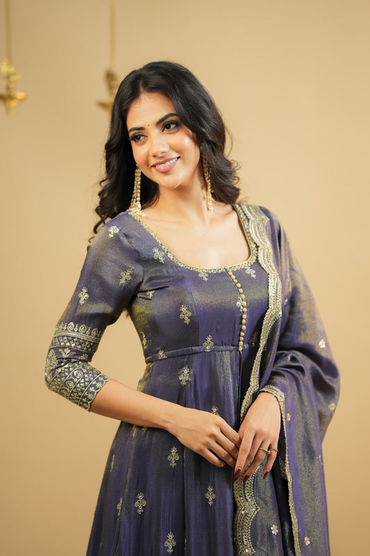 Saakshi`s cosmo Slit Anarkali with skirt Suit Set
