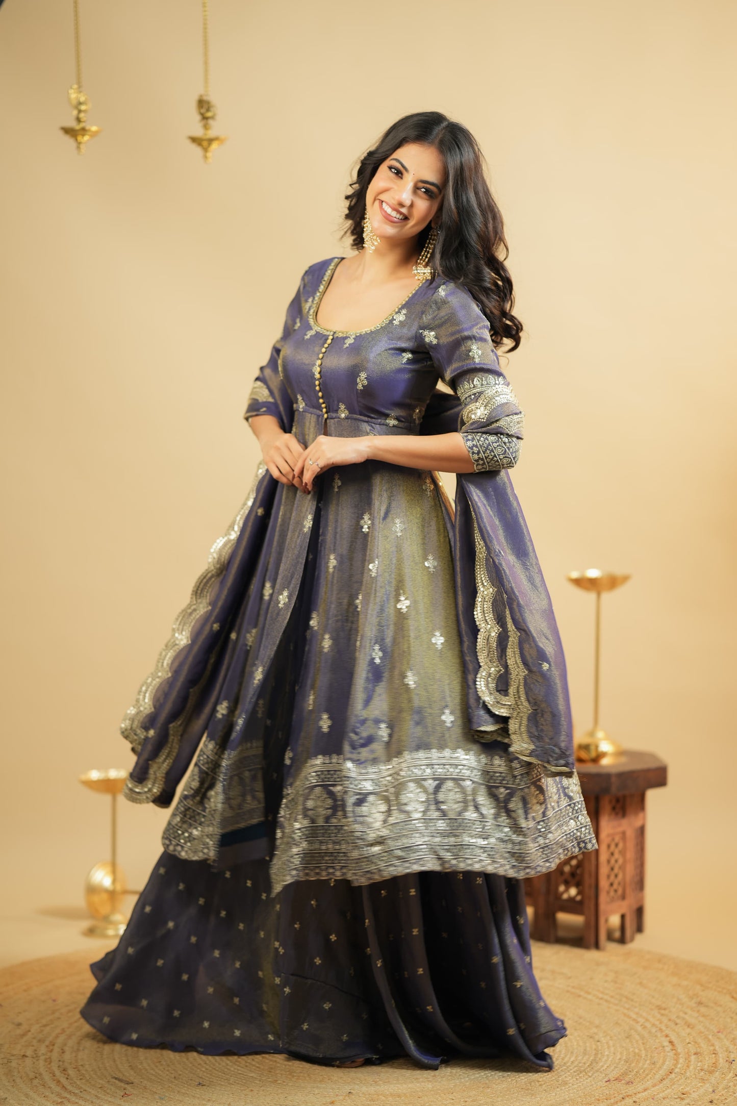 Saakshi`s cosmo Slit Anarkali with skirt Suit Set