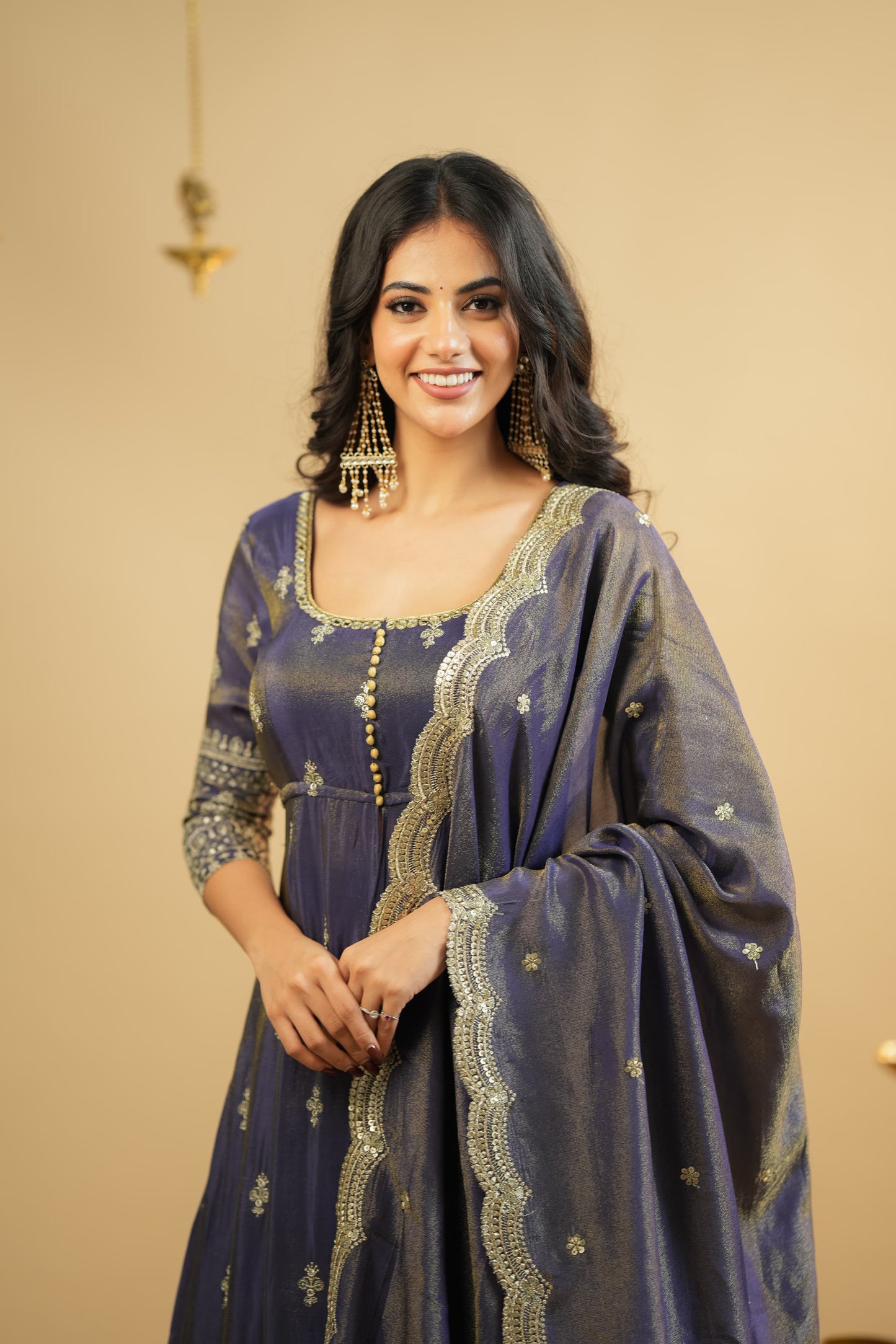 Saakshi`s cosmo Slit Anarkali with skirt Suit Set
