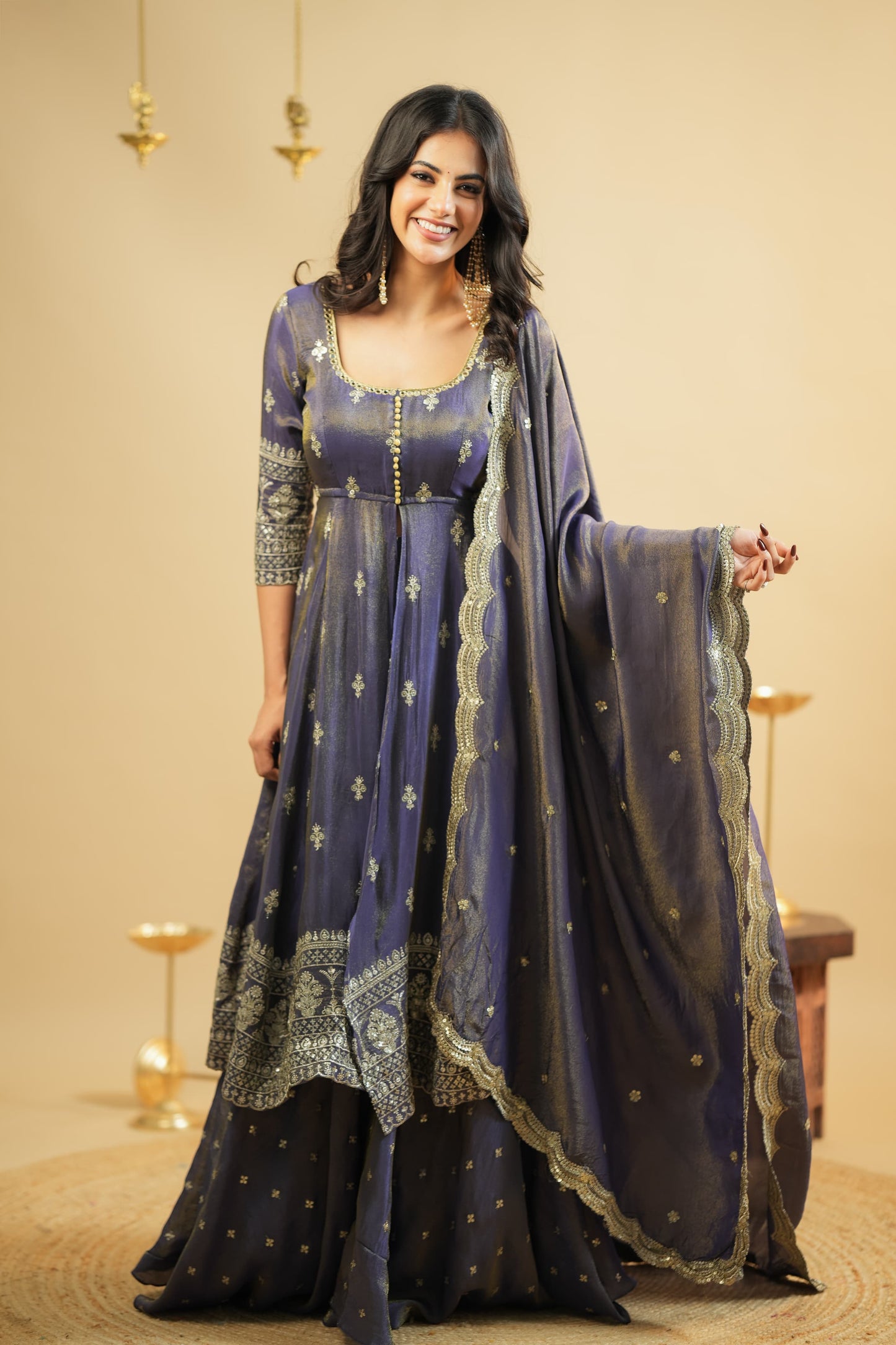 Saakshi`s cosmo Slit Anarkali with skirt Suit Set