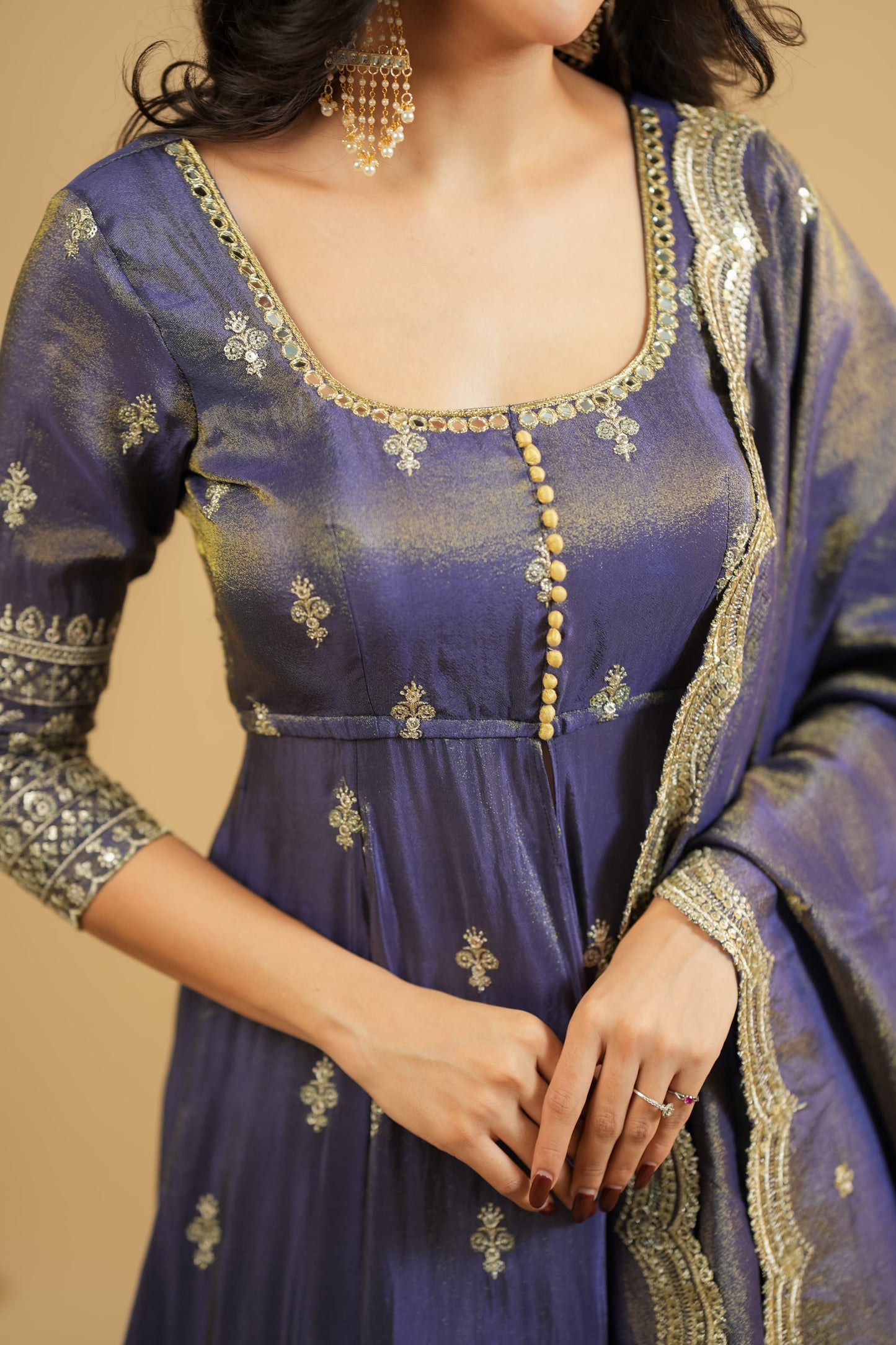 Saakshi`s cosmo Slit Anarkali with skirt Suit Set