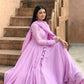 PURPLE LONG FLAIR LESS BODER SET WITH DUPATTA SUIT SET