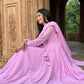 PURPLE LONG FLAIR LESS BODER SET WITH DUPATTA SUIT SET