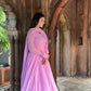 PURPLE LONG FLAIR LESS BODER SET WITH DUPATTA SUIT SET