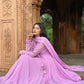 PURPLE LONG FLAIR LESS BODER SET WITH DUPATTA SUIT SET
