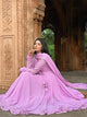 PURPLE LONG FLAIR LESS BODER SET WITH DUPATTA SUIT SET