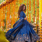 Blue Floral Anarkali Suit Set