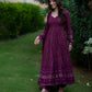 WINE PURPLE READYMADE KALI-CUT  ANARKALI SUIT SET TD-6039