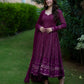 WINE PURPLE READYMADE KALI-CUT  ANARKALI SUIT SET TD-6039