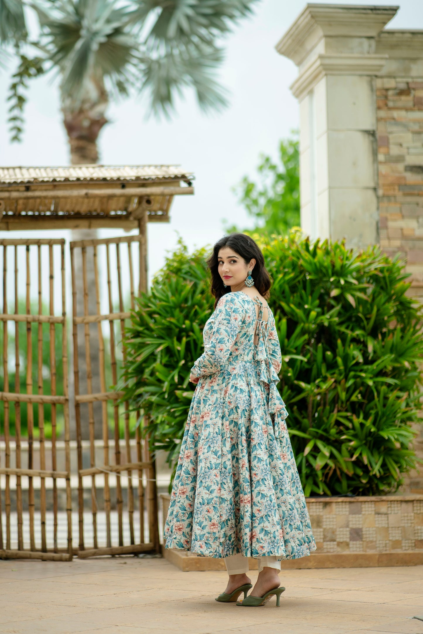 MALTI COLOURED  ANARKALI PANT AND DUPATTA SUIT SET