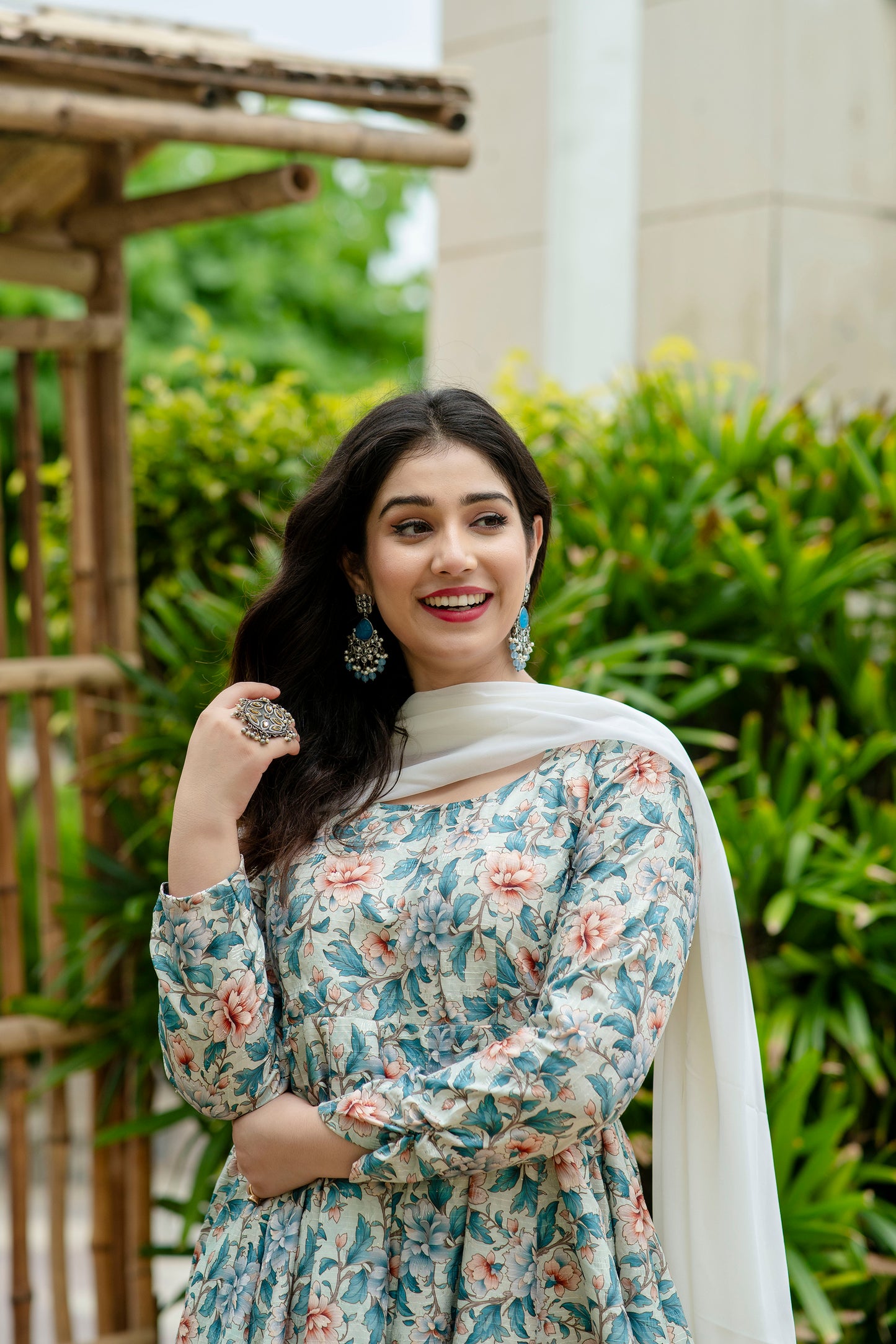 MALTI COLOURED  ANARKALI PANT AND DUPATTA SUIT SET