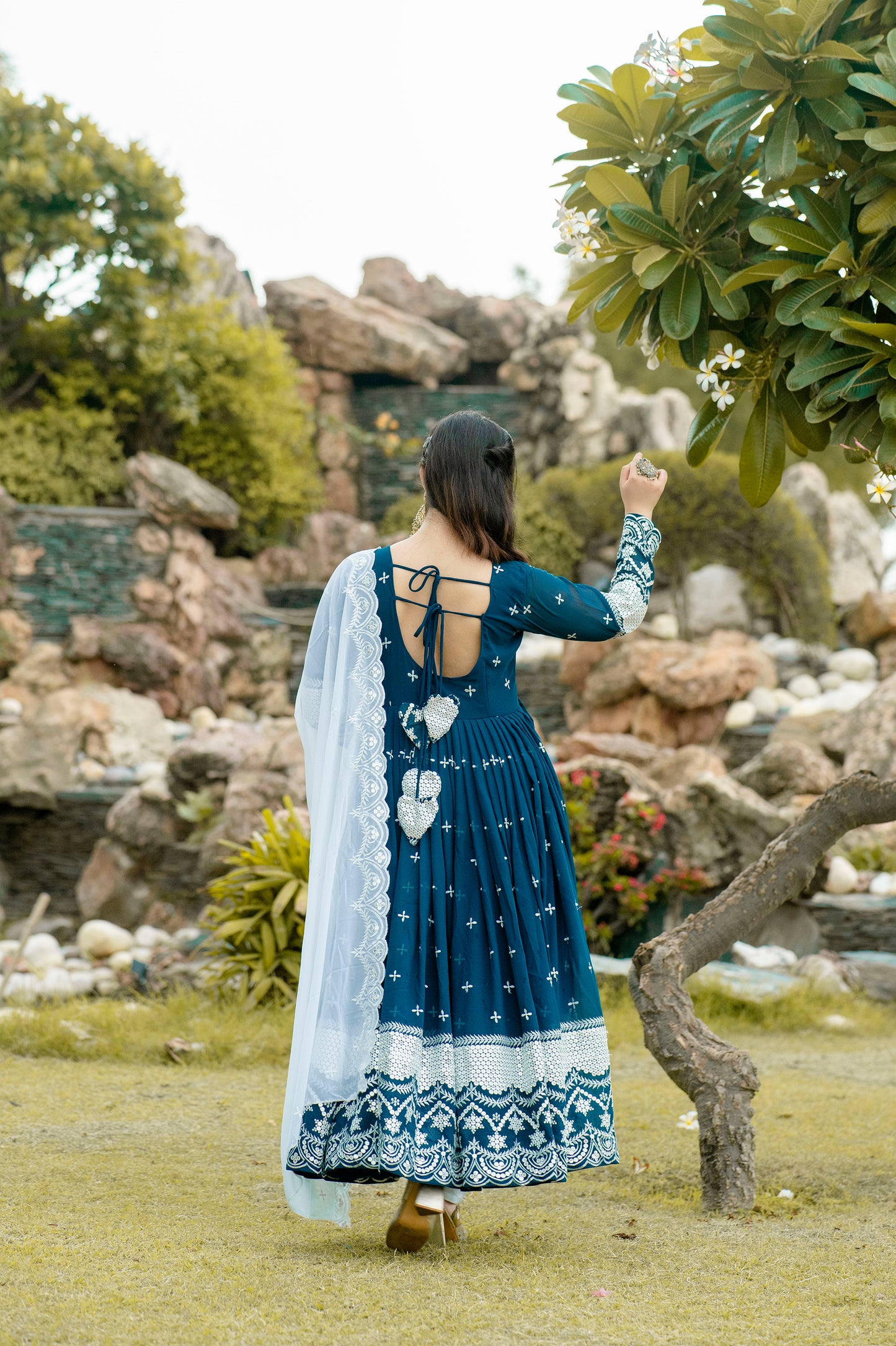 RAMA COLOUR EMBROIDERY WORKED ANARKALI SUIT SET