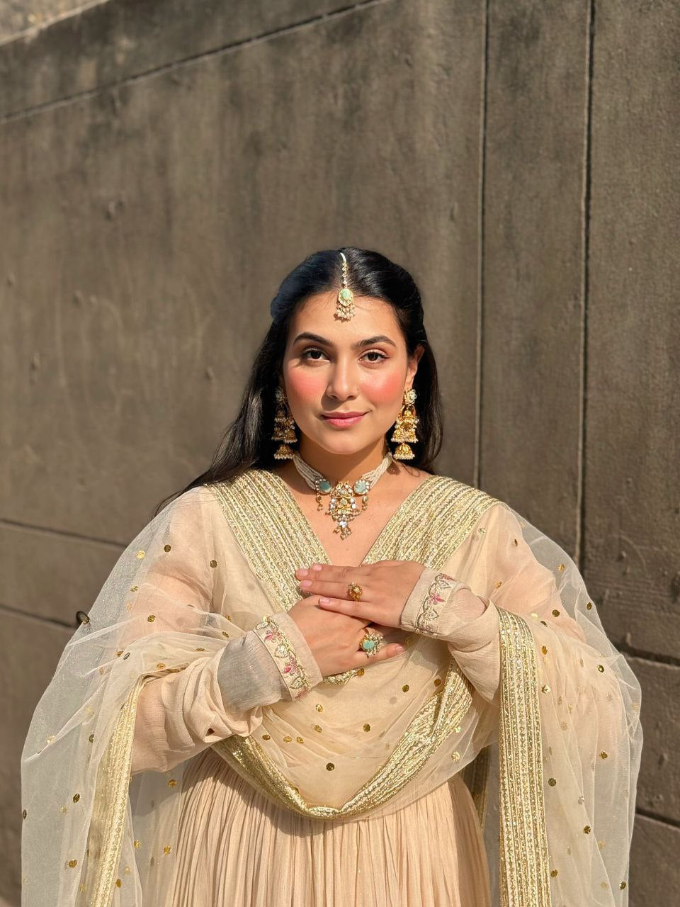 Riva Off White Elegant Anarkali Suit Set