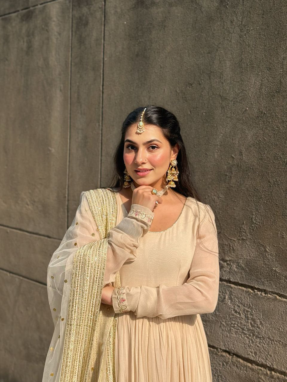 Riva Off White Elegant Anarkali Suit Set