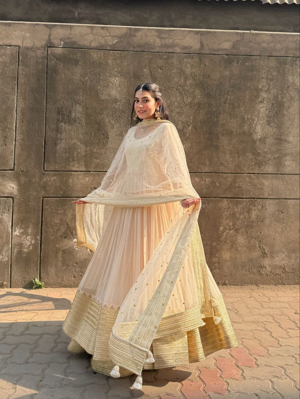 Riva Off White Elegant Anarkali Suit Set