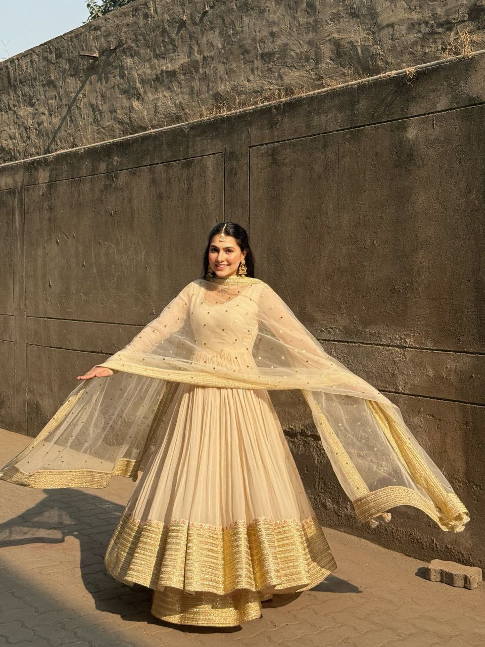 Riva Off White Elegant Anarkali Suit Set