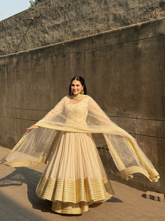 Riva Off White Elegant Anarkali Suit Set