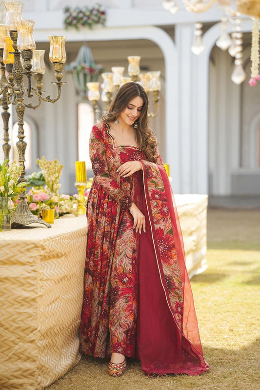 MALTI COLOUR  DIGITAL PRINTED ANARKALI SUIT SET-TD-123