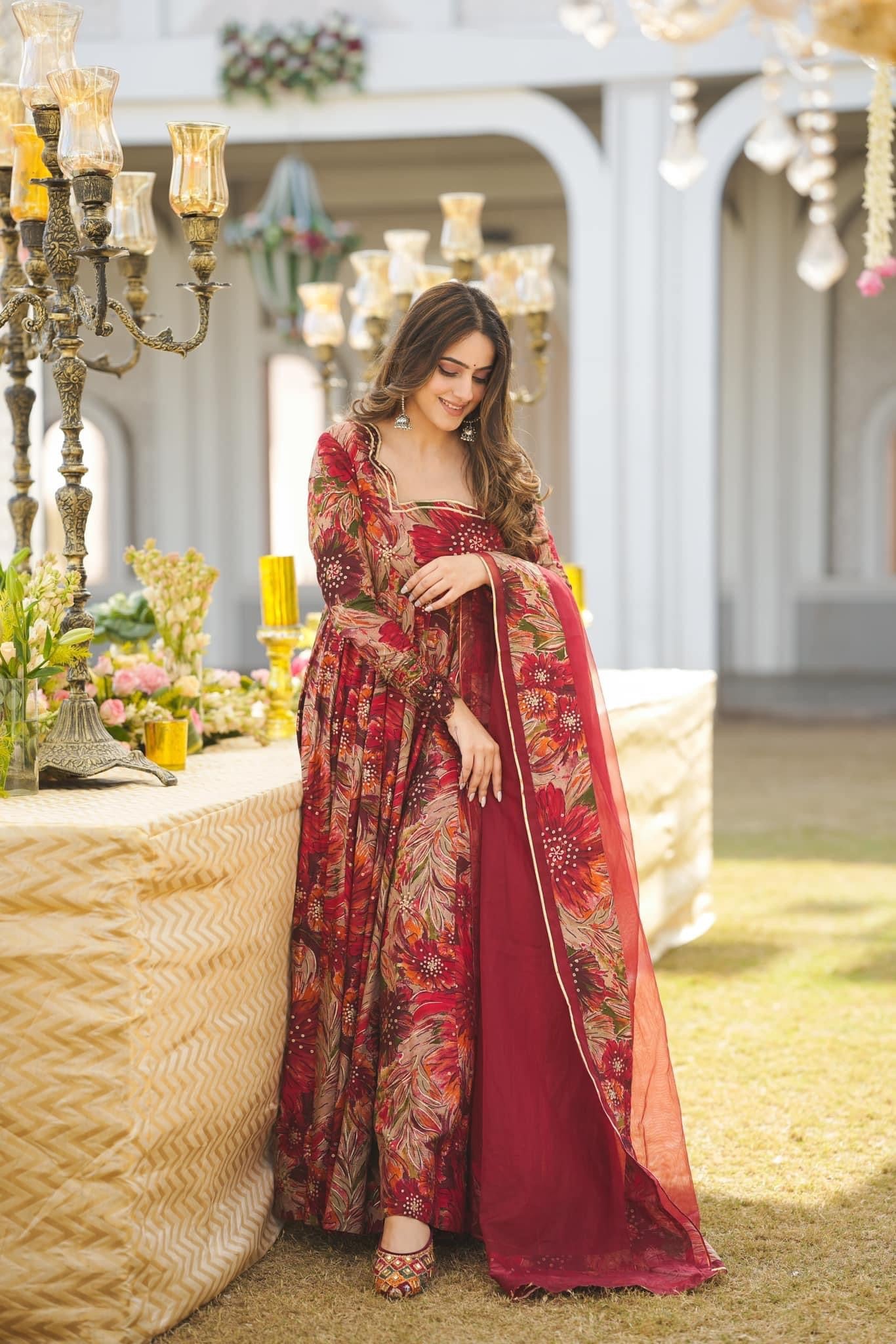 MALTI COLOUR  DIGITAL PRINTED ANARKALI SUIT SET-TD-123