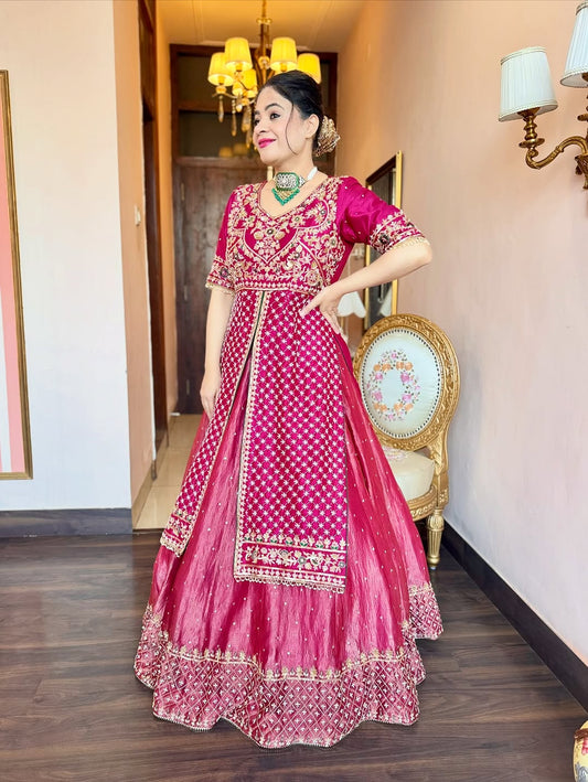 Heavy Traditional Crop Top with Lengha Set