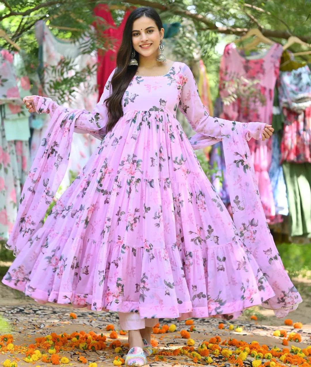 BLOOMING PARPULE PINK SUIT SET  -TD-119
