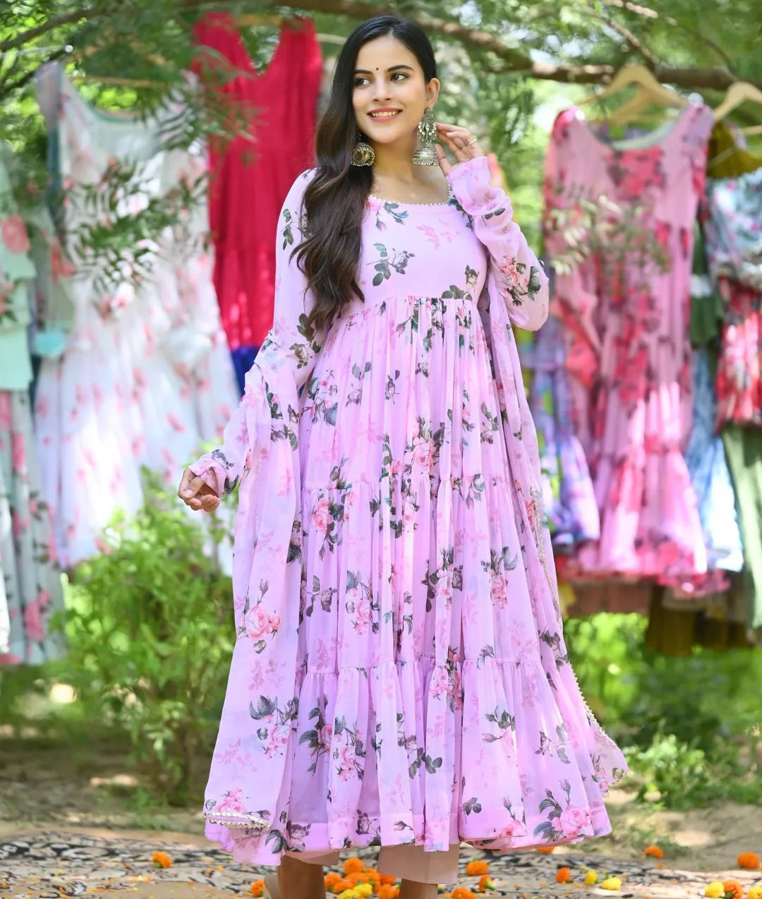 BLOOMING PARPULE PINK SUIT SET  -TD-119