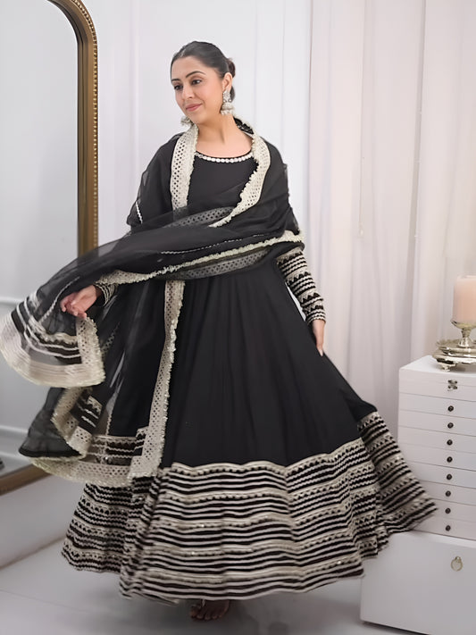 Nafisha Black Colour Traditional Anarkali Suit