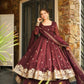 Morani`s Maroon Anarkali Premium Suit Set