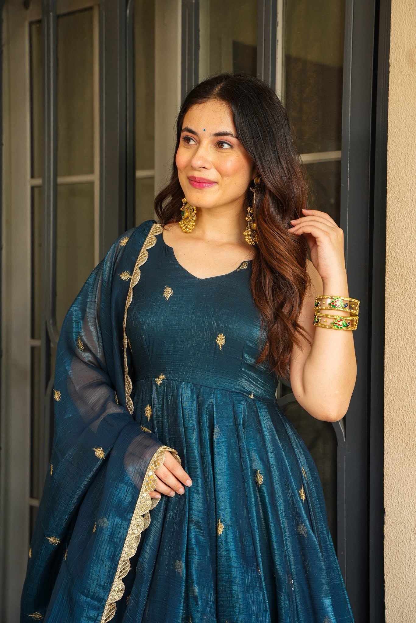 Morlo`s  Rama Anarkali Premium Suit Set