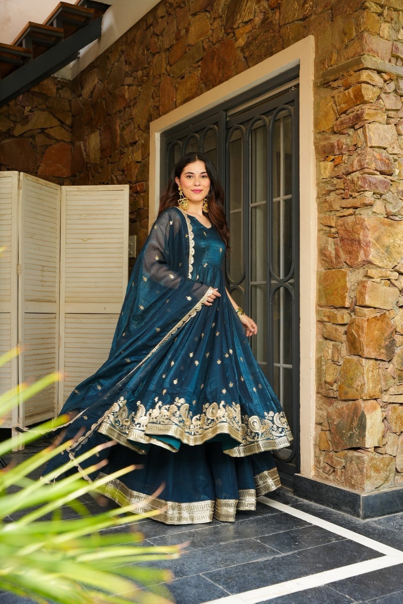 Morlo`s  Rama Anarkali Premium Suit Set