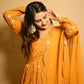 MUSTARD EMBROIDERED GEORGETTE ANARKALI SUIT SET