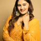 MUSTARD EMBROIDERED GEORGETTE ANARKALI SUIT SET