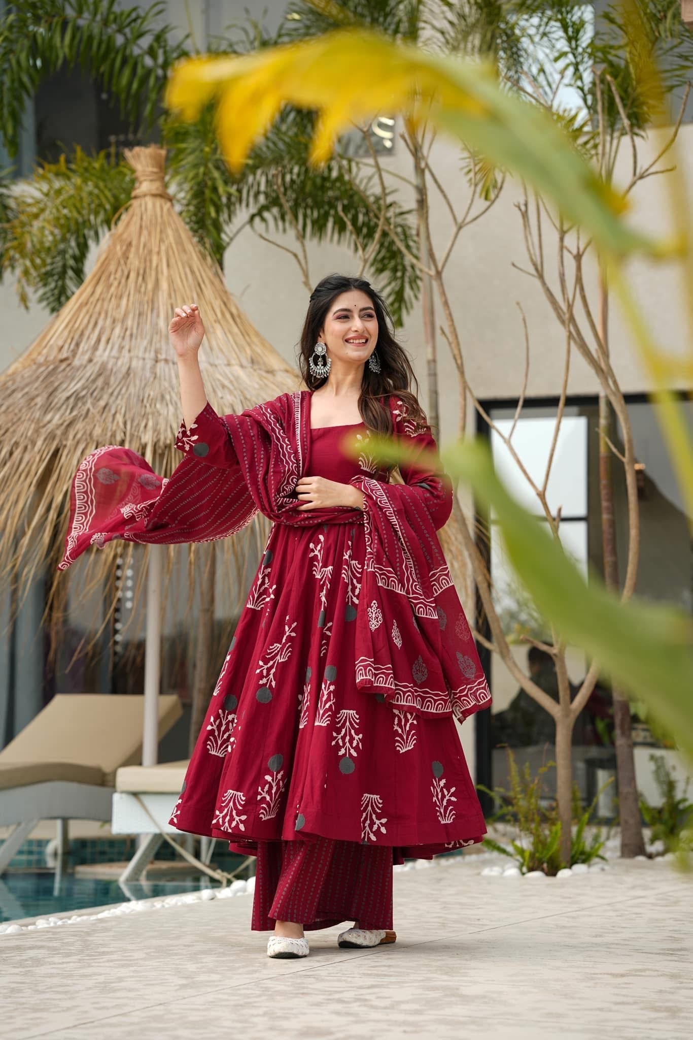 Isabella's Pure Cotton Anarkali Style Plazzo Suit Set