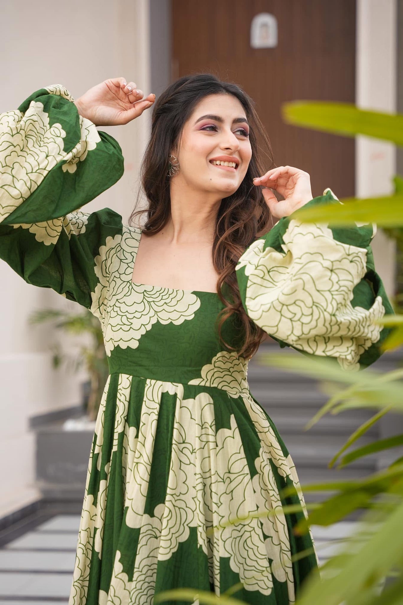 Kaira's' Green Havy Maslin Cotton Gown