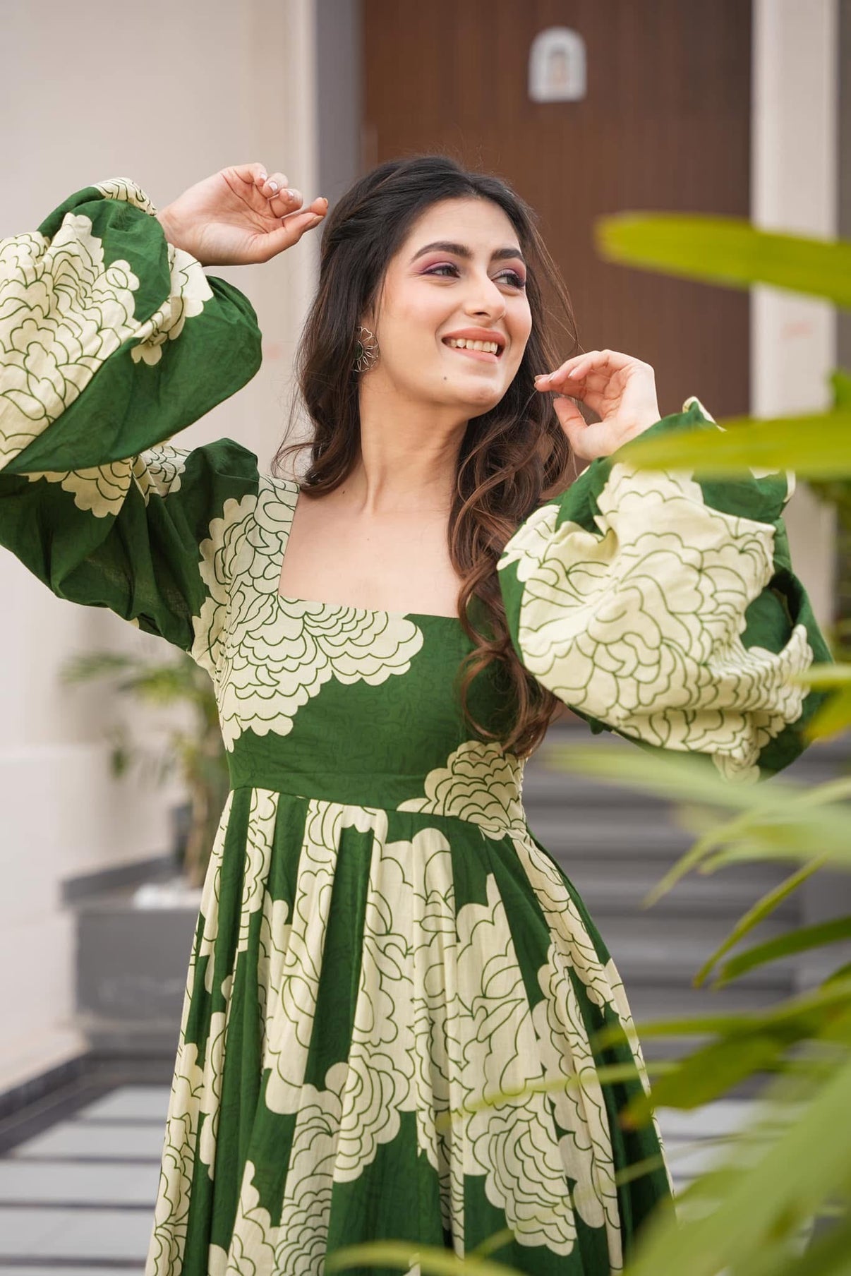 Kaira's' Green Havy Maslin Cotton Gown