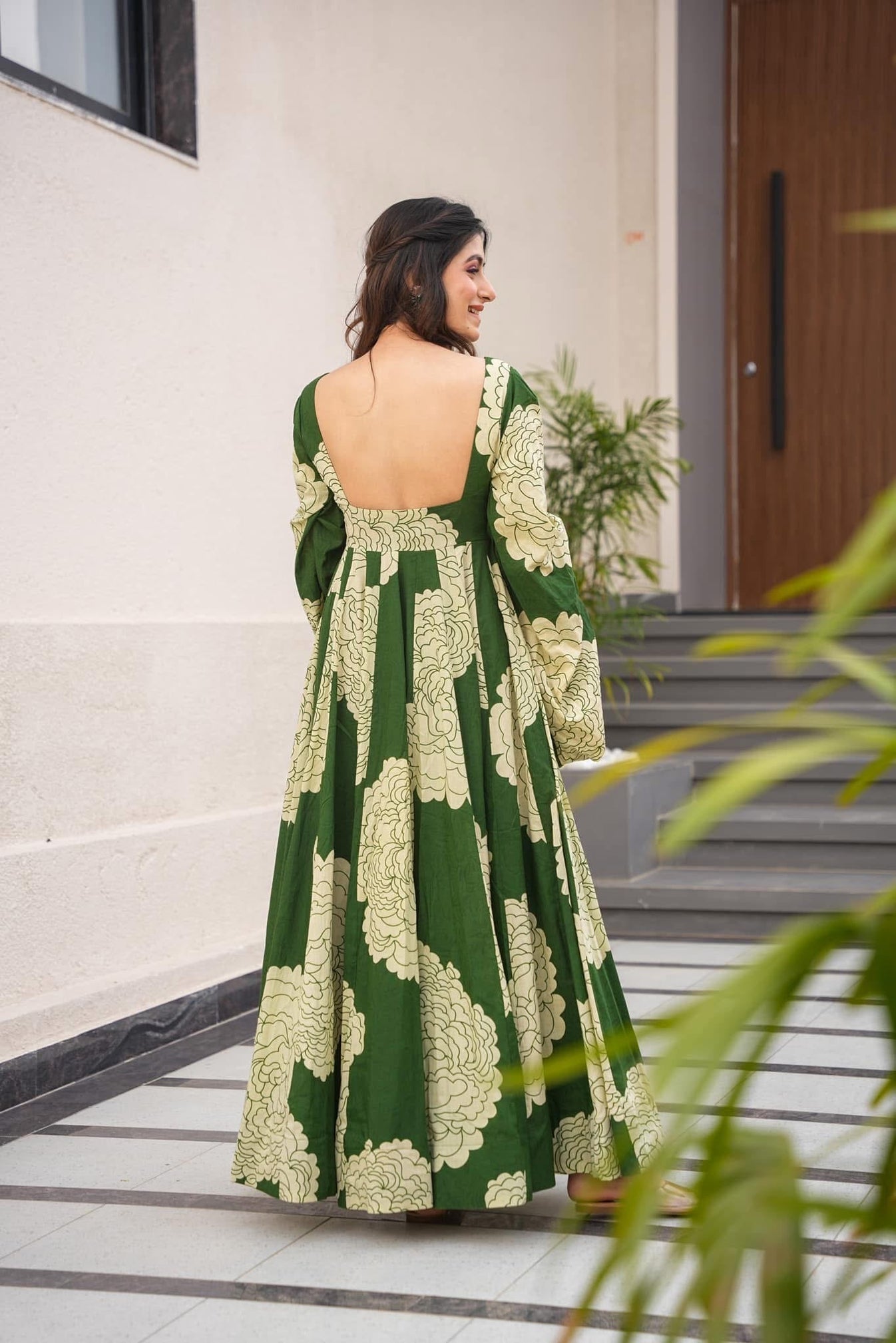 Kaira's' Green Havy Maslin Cotton Gown