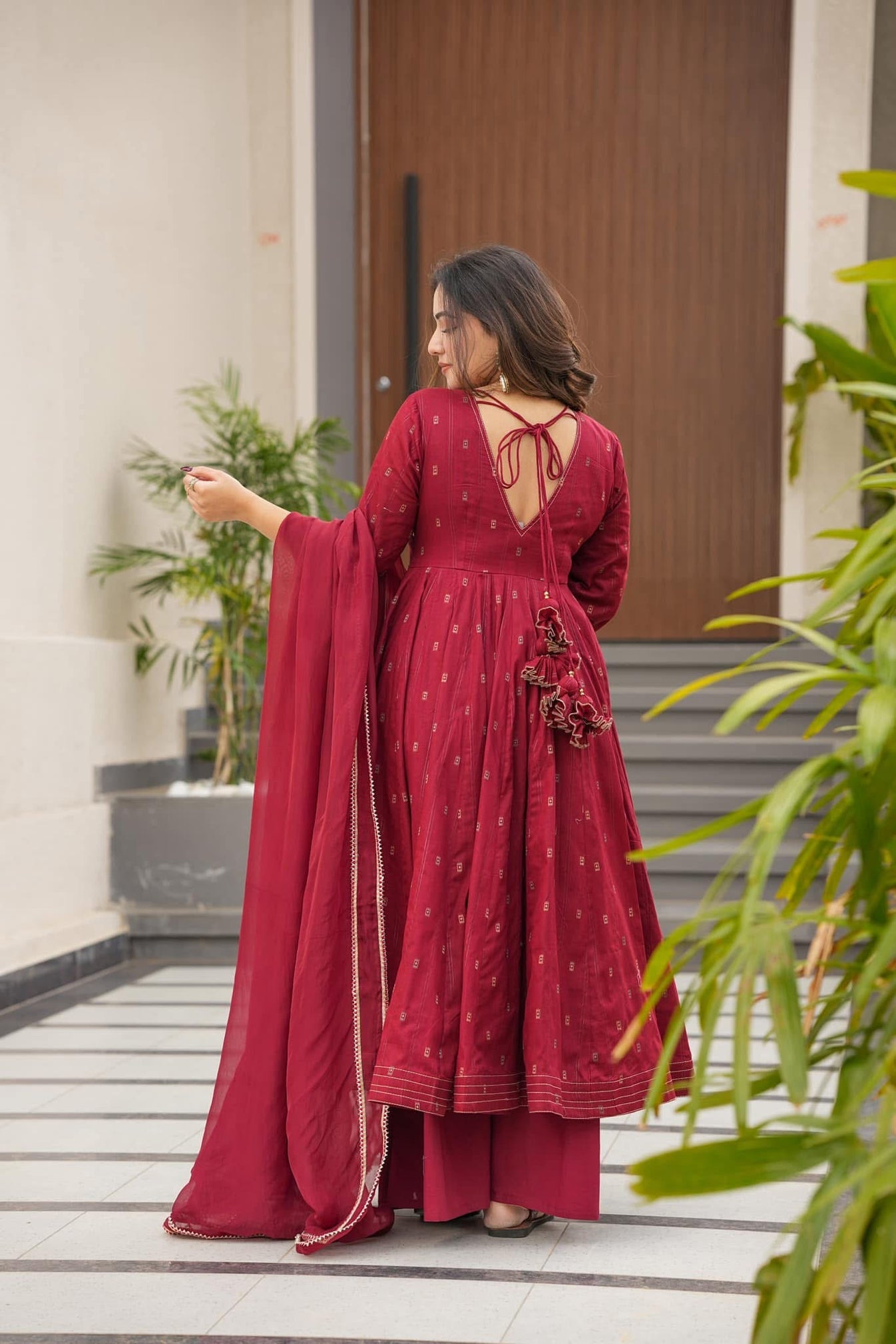 Kaira's Pure Cotton Anarkali Style Plazzo Suit Set